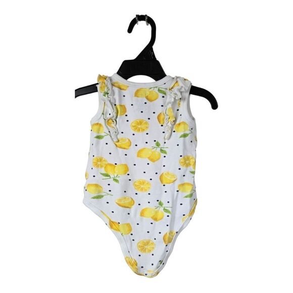 Baby Girl 2pc Lemon Print Onesie Bodysuit Playwear Fruit 6-9M Pink Yellow Bundle - Picture 4 of 8